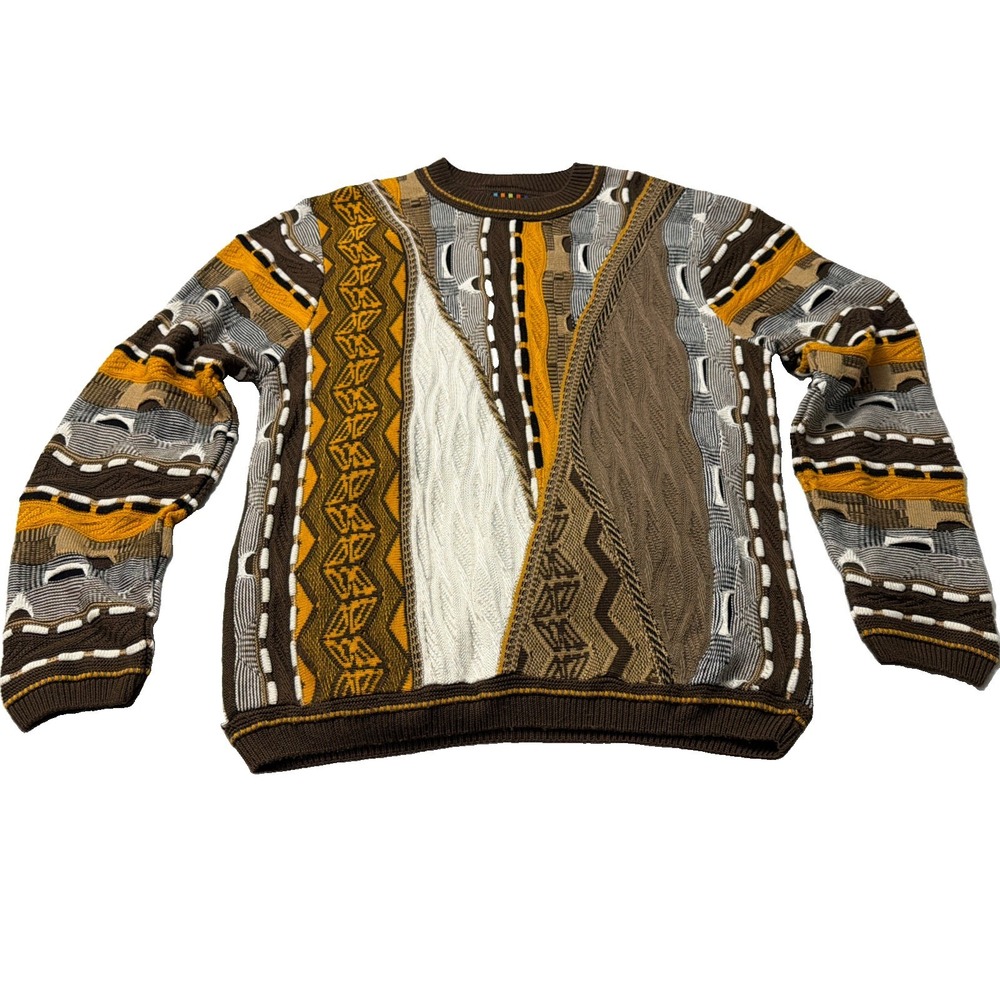 Steven Land 3D Knit Sweater Men Size Large Made In USA Coogi Like
